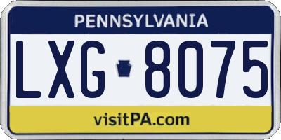 PA license plate LXG8075