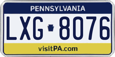 PA license plate LXG8076