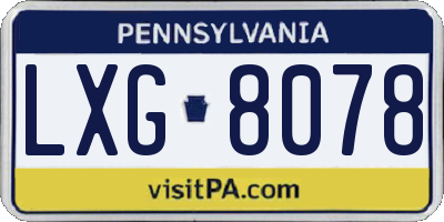 PA license plate LXG8078