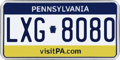PA license plate LXG8080