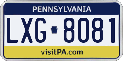 PA license plate LXG8081
