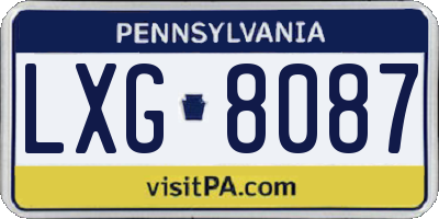 PA license plate LXG8087