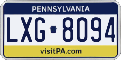 PA license plate LXG8094