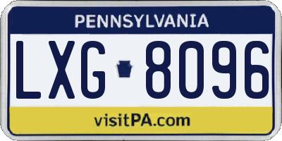 PA license plate LXG8096