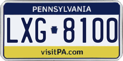 PA license plate LXG8100