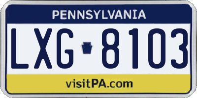 PA license plate LXG8103