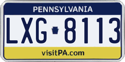 PA license plate LXG8113