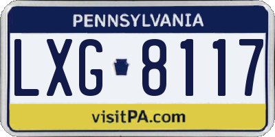 PA license plate LXG8117