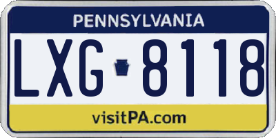 PA license plate LXG8118