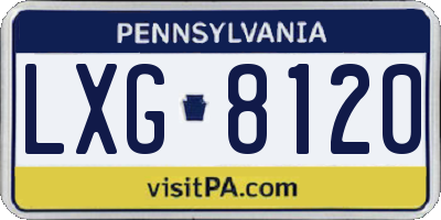 PA license plate LXG8120