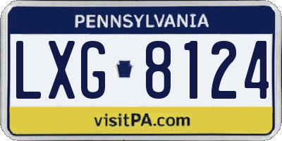 PA license plate LXG8124