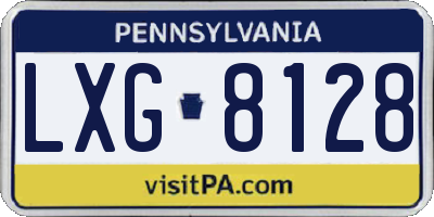 PA license plate LXG8128
