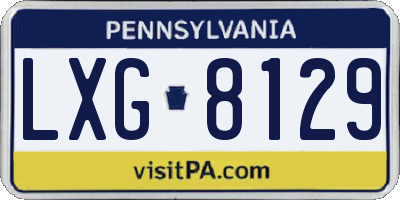 PA license plate LXG8129