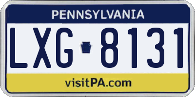 PA license plate LXG8131