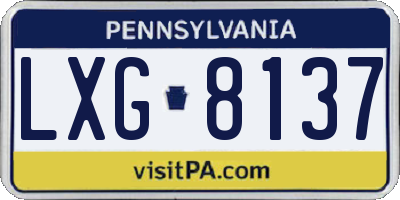 PA license plate LXG8137