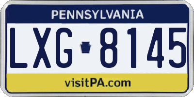PA license plate LXG8145