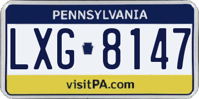 PA license plate LXG8147