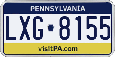 PA license plate LXG8155