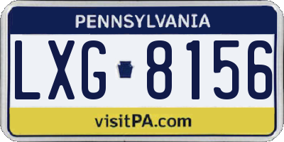 PA license plate LXG8156