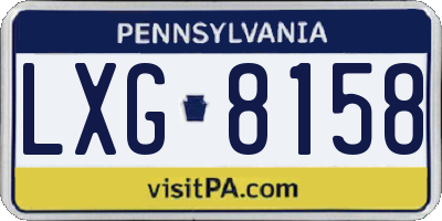 PA license plate LXG8158