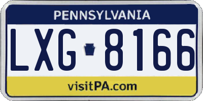 PA license plate LXG8166