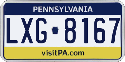 PA license plate LXG8167