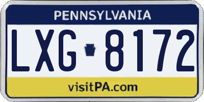 PA license plate LXG8172