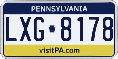 PA license plate LXG8178