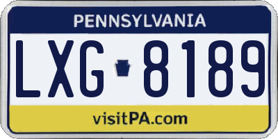 PA license plate LXG8189