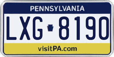 PA license plate LXG8190