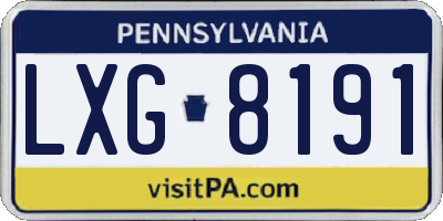 PA license plate LXG8191