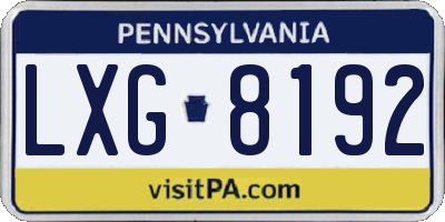PA license plate LXG8192
