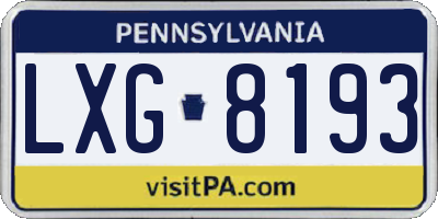 PA license plate LXG8193