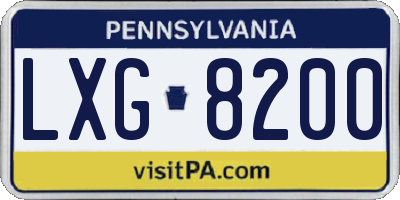 PA license plate LXG8200