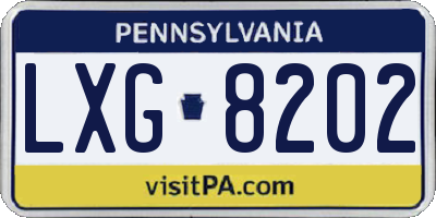 PA license plate LXG8202