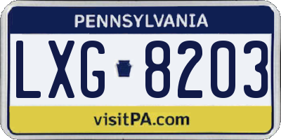 PA license plate LXG8203