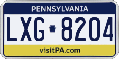 PA license plate LXG8204