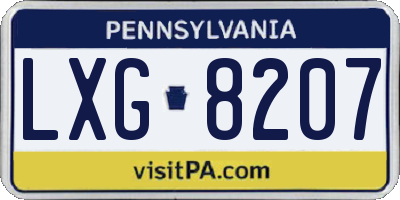 PA license plate LXG8207