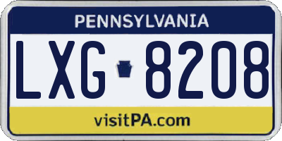 PA license plate LXG8208