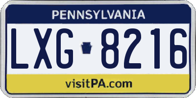 PA license plate LXG8216