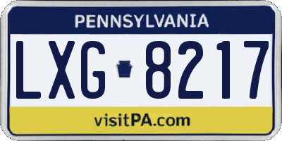 PA license plate LXG8217