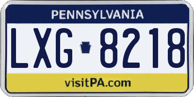 PA license plate LXG8218