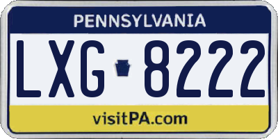 PA license plate LXG8222