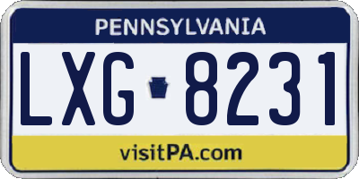 PA license plate LXG8231