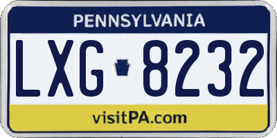 PA license plate LXG8232