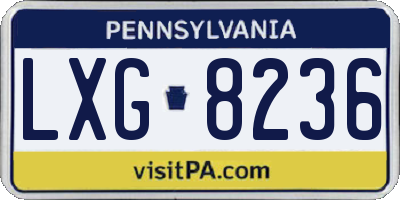PA license plate LXG8236
