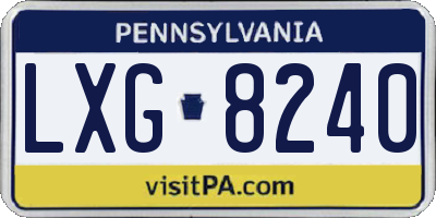 PA license plate LXG8240