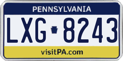 PA license plate LXG8243
