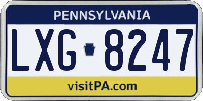 PA license plate LXG8247