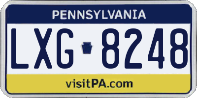 PA license plate LXG8248